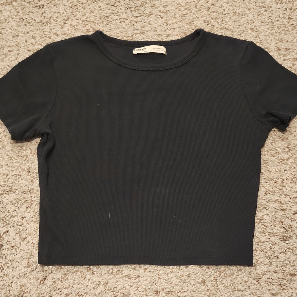 Pull&Bear Crop Rib Tee